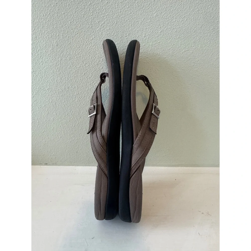 Vionic Tide Patty Taupe Comfort Flip Flop Orthotic Sandals Buckle Size 8
